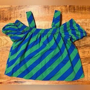 Scoop Kids Blue & Green Cold Shoulder Top Size Medium 7-8